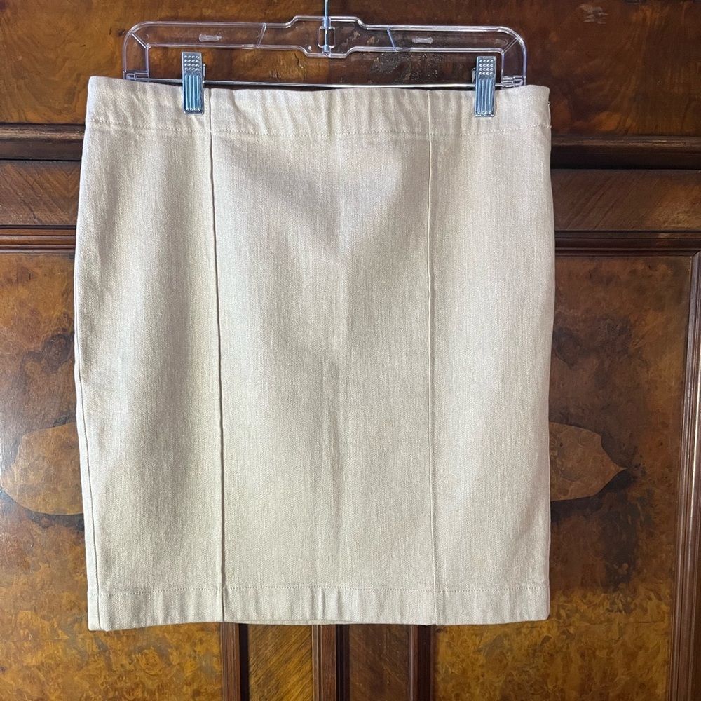 EUC The Row- Leone Beige Denim Stretch Skirt. Size M